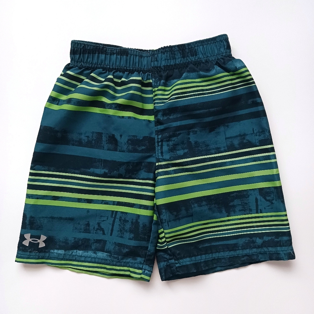 Under Armour Striped Swim Trunks Swimwear Boys 4T Green